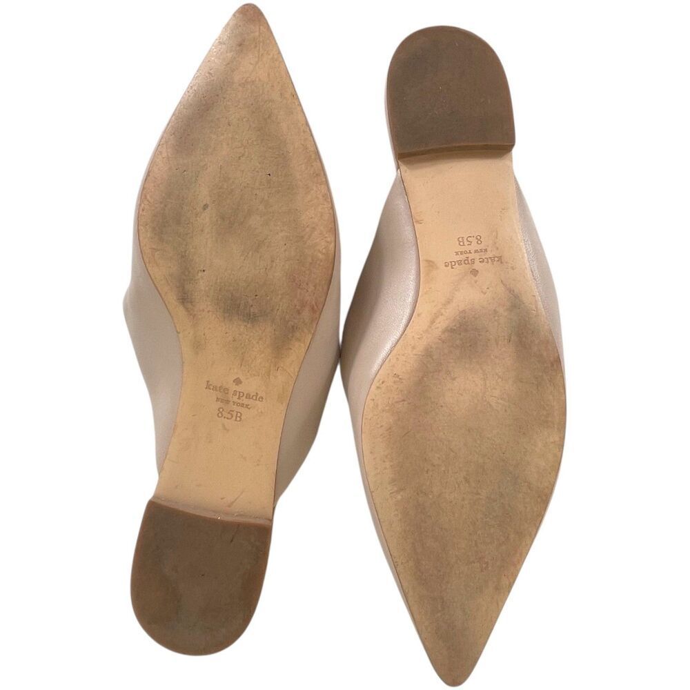Kate Spade Isadora Beige Leather Pointed Toe Chain Mule Size 8.5 - Picture 11 of 16